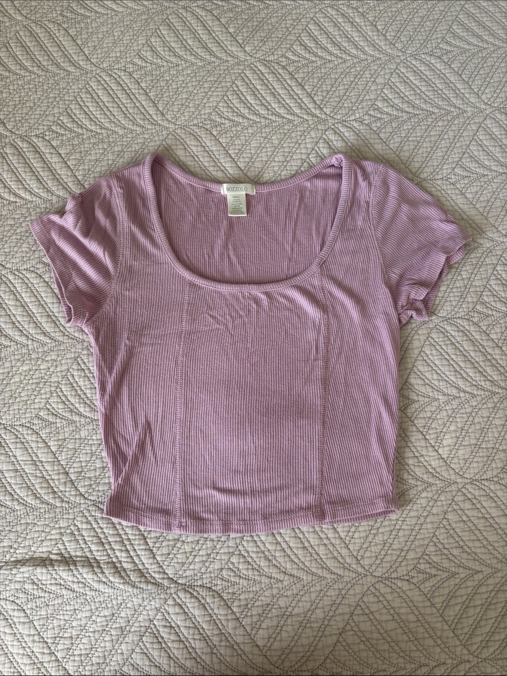 Bozzolo Pink Ribbed Scoop Crop Top Size S